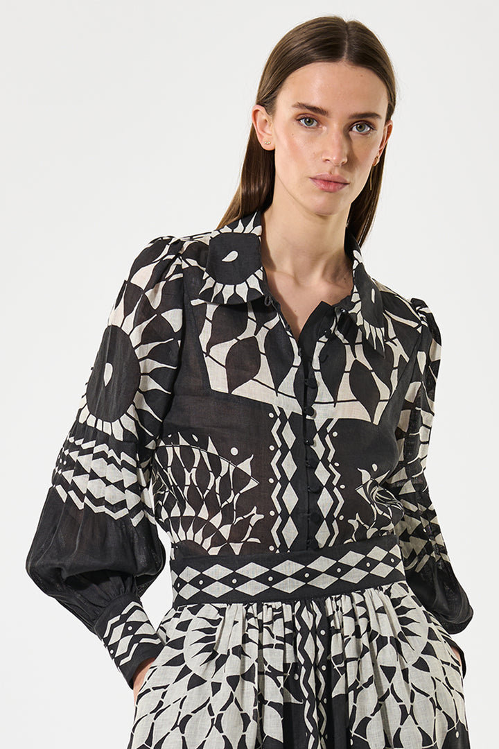 Dea Kudibal AlexaDEA NS Black White Balloon Sleeve Blouse 1571025