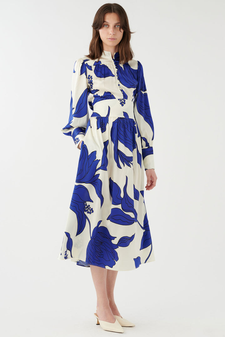 Dea Kudibal Alondra 0360124 5751 Datura Cobalt Blue Print Dress - Olivia Grace Fashion
