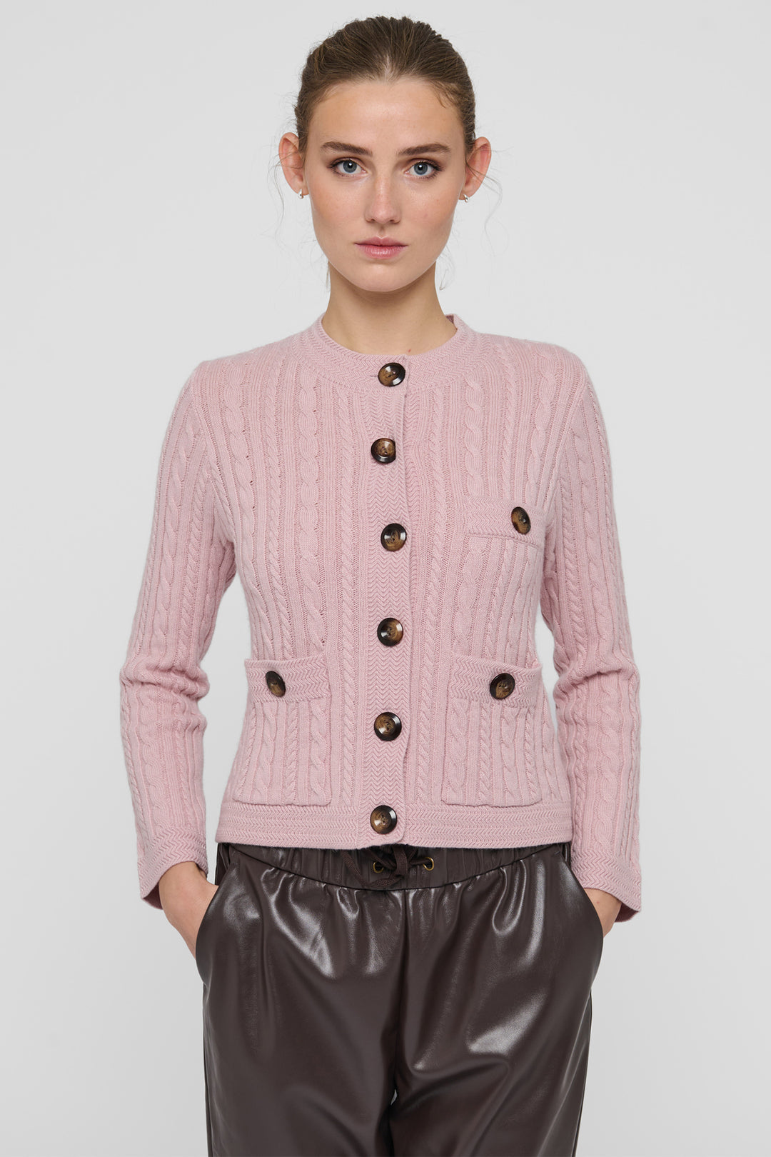 Dea Kudibal DitteDEA Dinky Pink Cable Knit Cardigan at Olivia Grace Fashion
