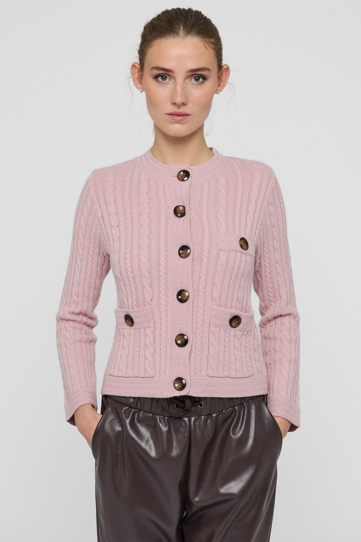 Dea Kudibal DitteDEA Dinky Pink Cable Knit Cardigan at Olivia Grace Fashion