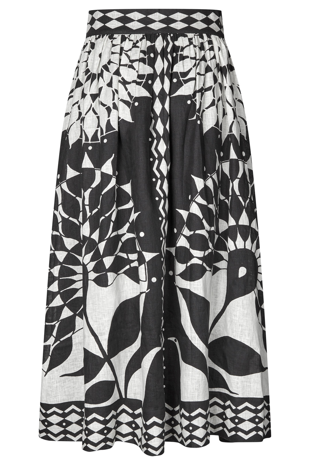 Black and white patterned skirt on a white background