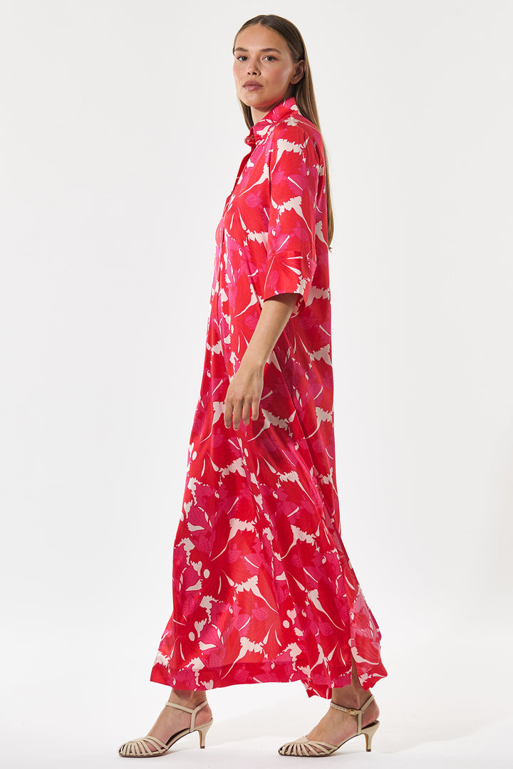 Dea Kudibal HelgaDEA Hazel Berry Red Print Kimono Dress 0580126 5938