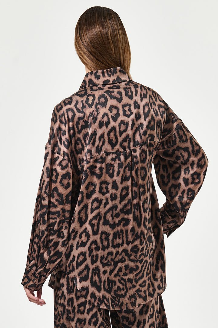 Dea Kudibal KammaDEA Brown Animal Print Silk Shirt 1750725 5888 - Olivia Grace Fashion