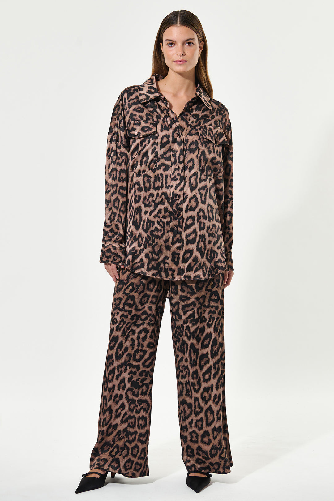 Dea Kudibal KammaDEA Brown Animal Print Silk Shirt 1750725 5888 - Olivia Grace Fashion