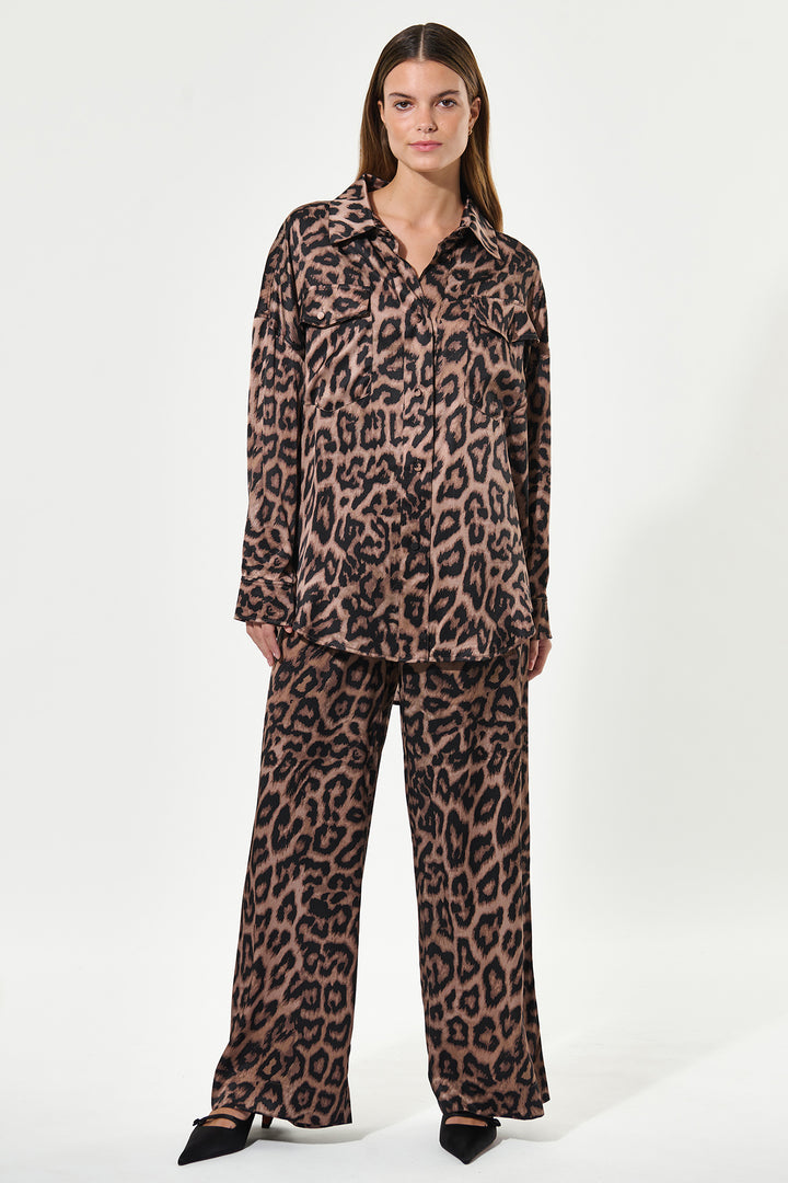 Dea Kudibal KammaDEA Brown Animal Print Silk Shirt 1750725 5888 - Olivia Grace Fashion