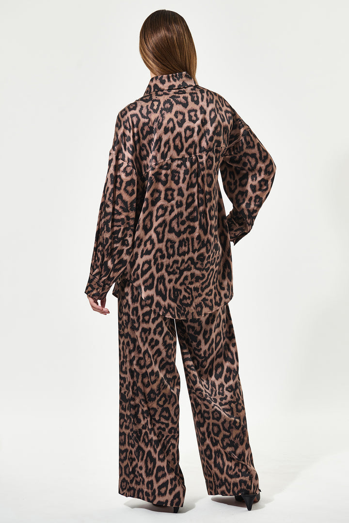 Dea Kudibal KammaDEA Brown Animal Print Silk Shirt 1750725 5888 - Olivia Grace Fashion