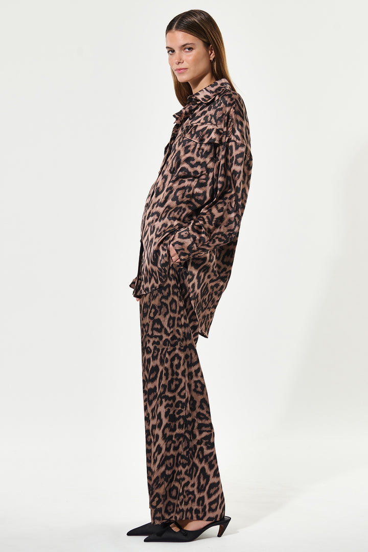 Dea Kudibal KammaDEA Brown Animal Print Silk Shirt 1750725 5888 - Olivia Grace Fashion