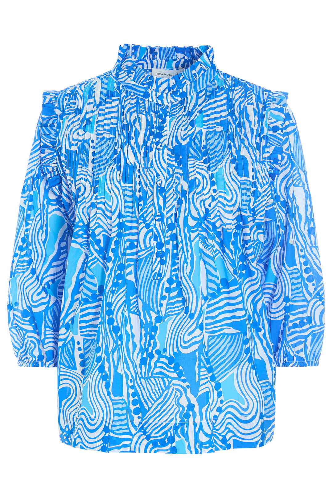 Dea Kudibal Linedea 0520424 5771 Blue Calavera Sea Print Ruffle Blouse - Olivia Grace Fashion