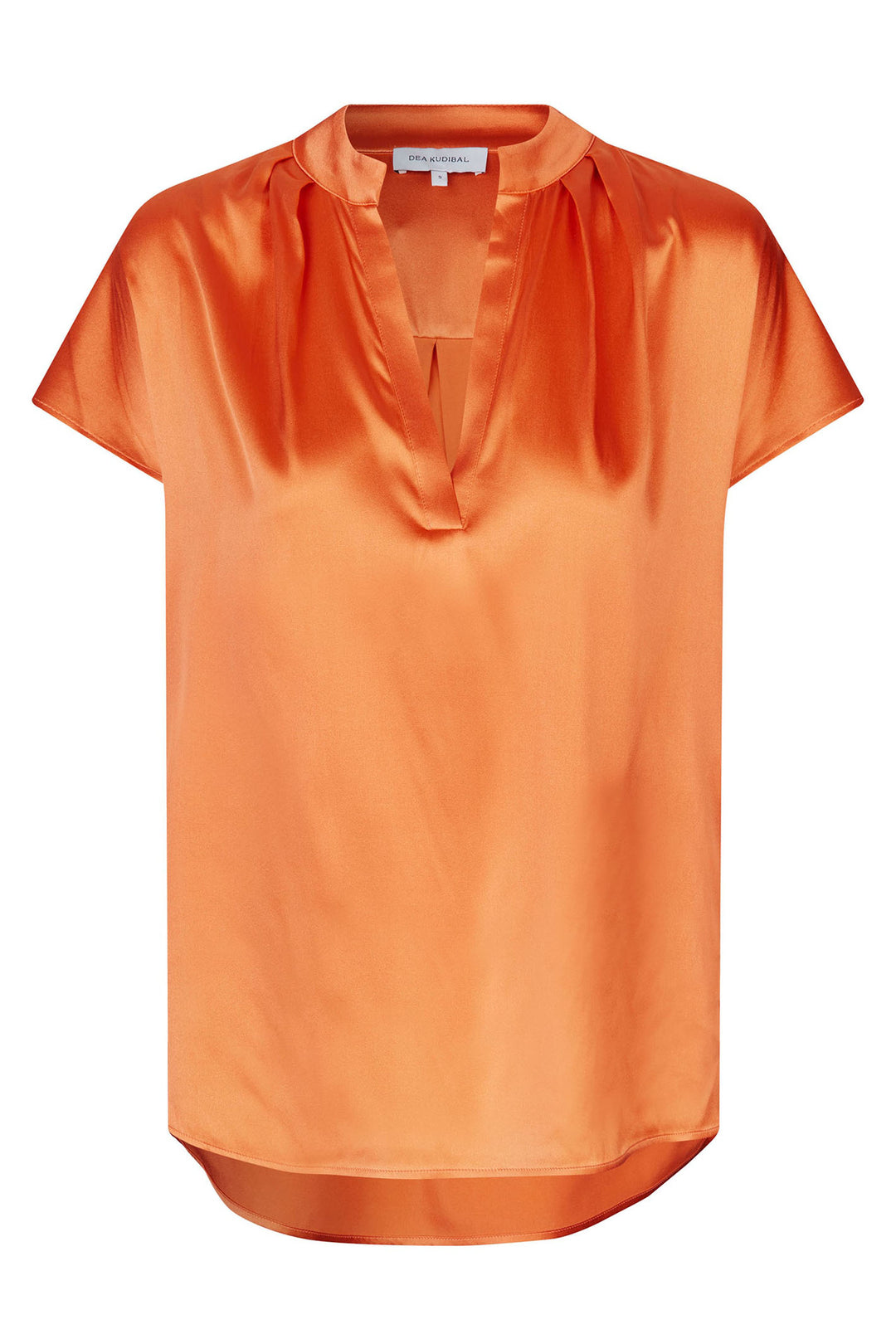 Dea Kudibal Melitadea 1580424 3583 Mandarin Orange Stretch Silk Satin Blouse - Olivia Grace Fashion