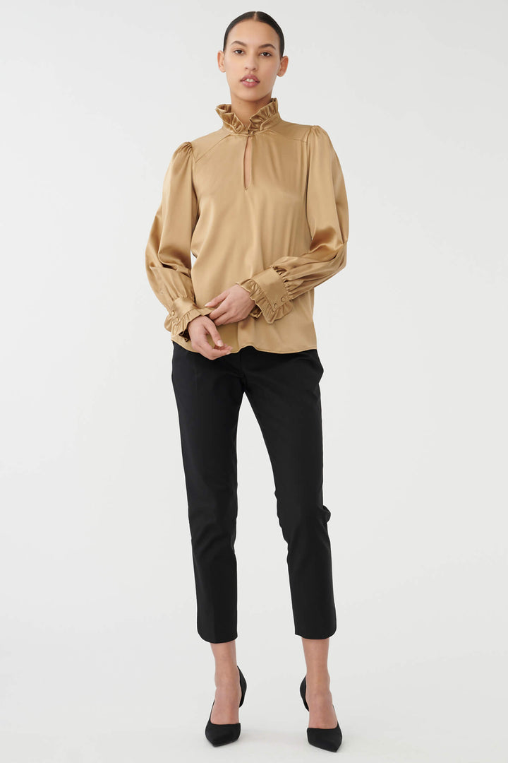 Dea Kudibal Merle 1101023 Zest Gold Silk Ruffle Blouse - Olivia Grace Fashion