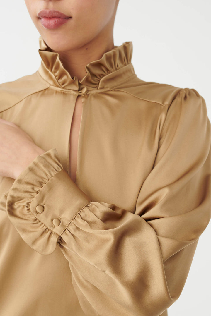 Dea Kudibal Merle 1101023 Zest Gold Silk Ruffle Blouse - Olivia Grace Fashion