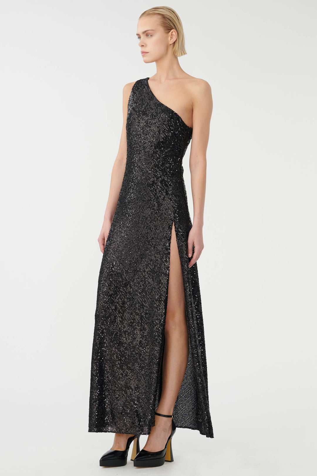 Dea Kudibal Minello 1551023 Black One Shoulder Sequin Evening Dress - Olivia Grace Fashion