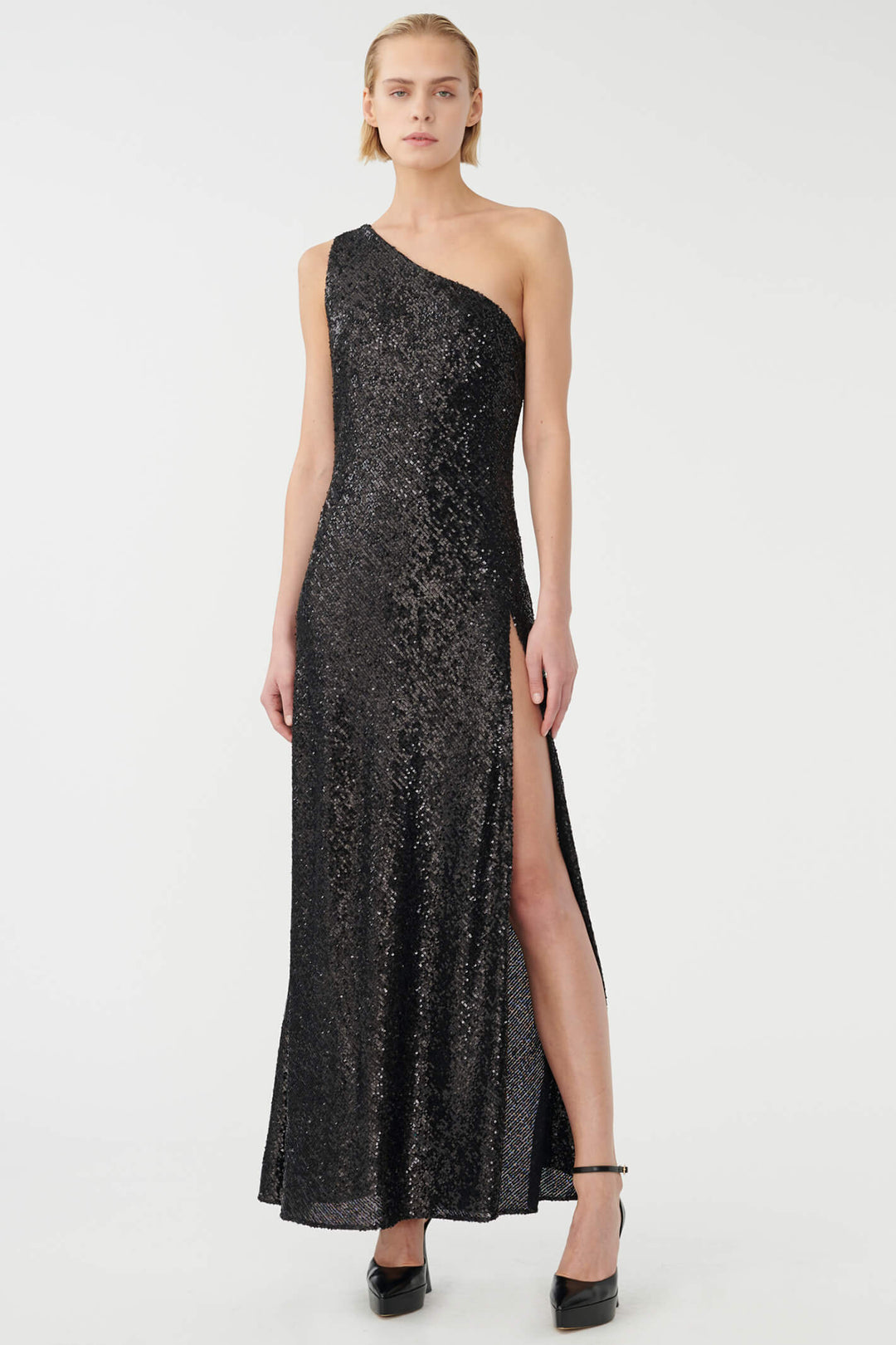 Dea Kudibal Minello 1551023 Black One Shoulder Sequin Evening Dress - Olivia Grace Fashion