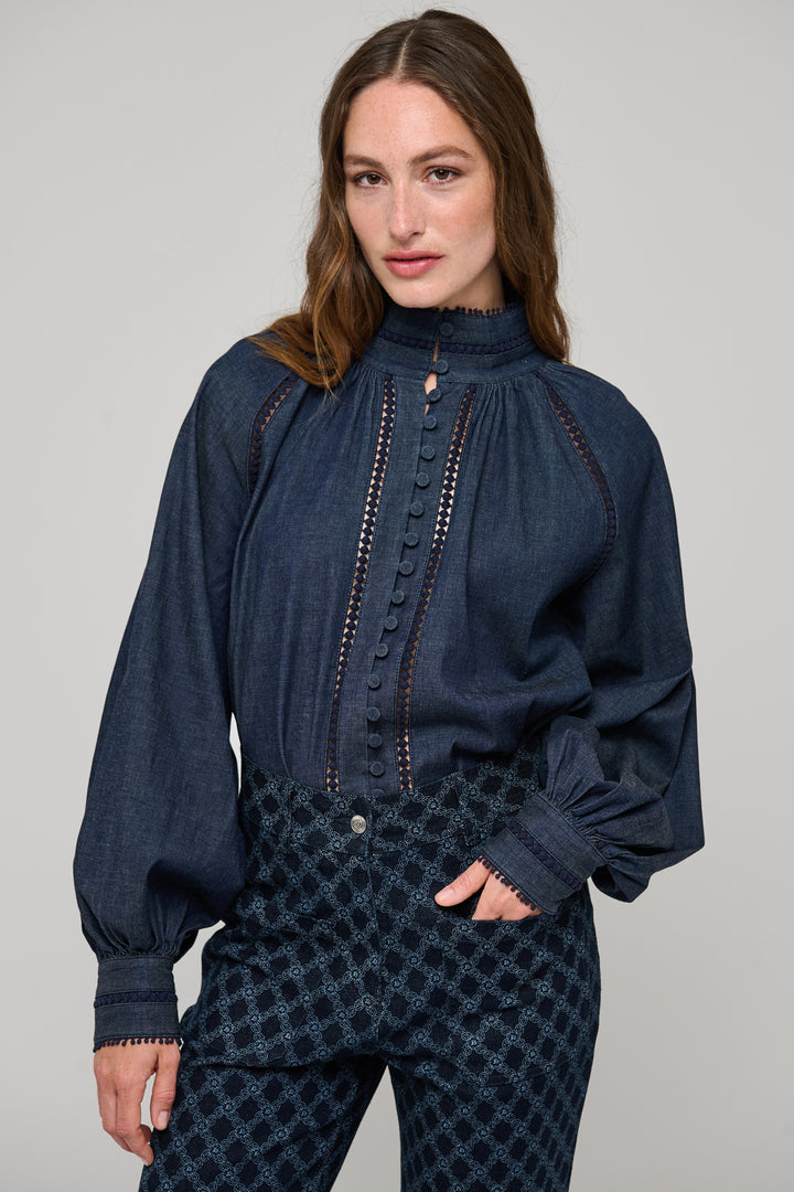 Dea Kudibal MoniaDEA Chambray Blue Denim Blouse at Olivia Grace Fashion