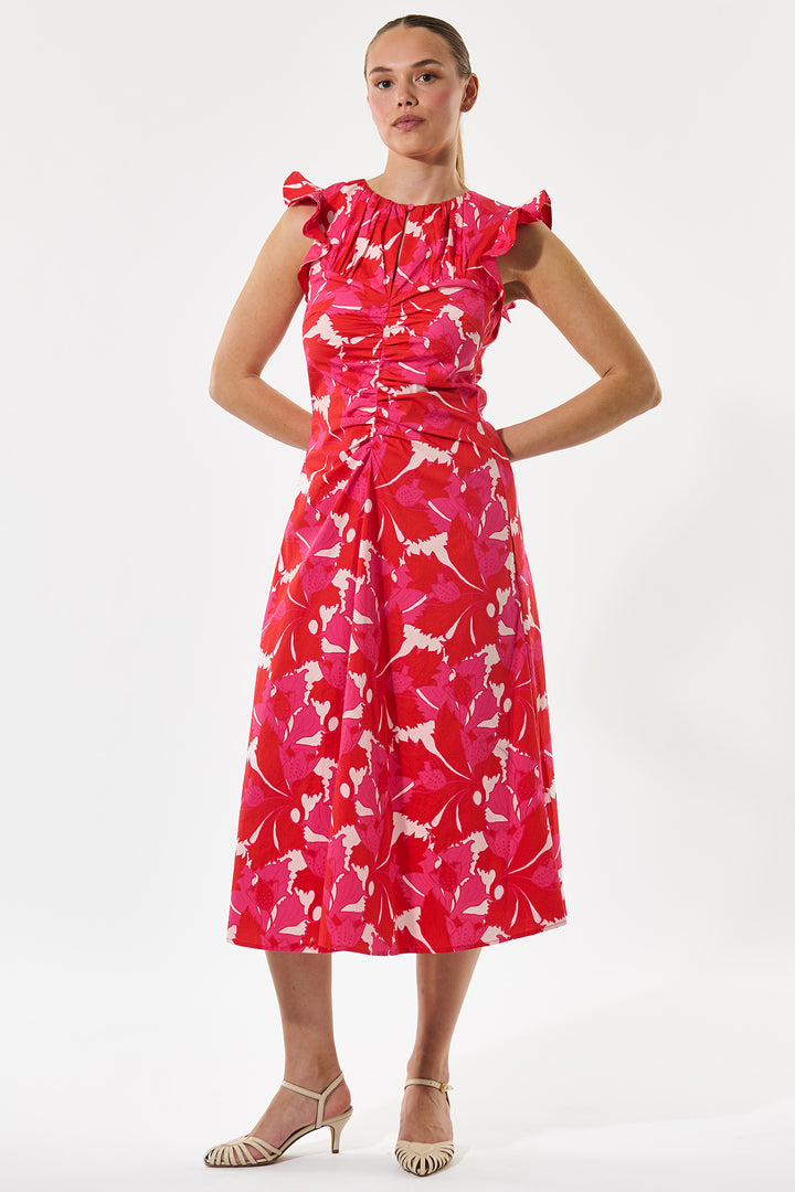 Dea Kudibal OfeliaDEA Hazel Berry Red Print Gathered Dress 0560126 5938