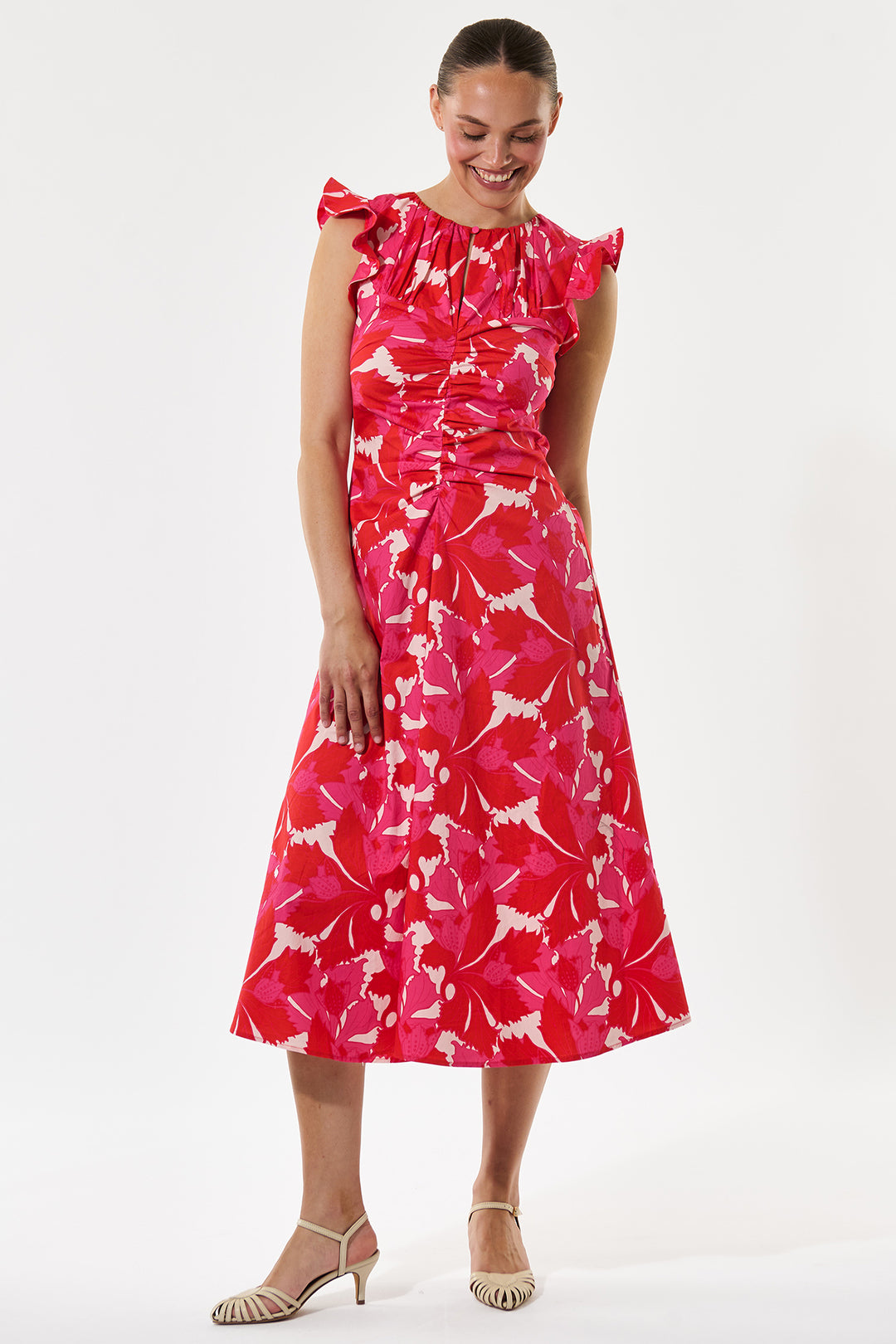 Dea Kudibal OfeliaDEA Hazel Berry Red Print Gathered Dress 0560126 5938