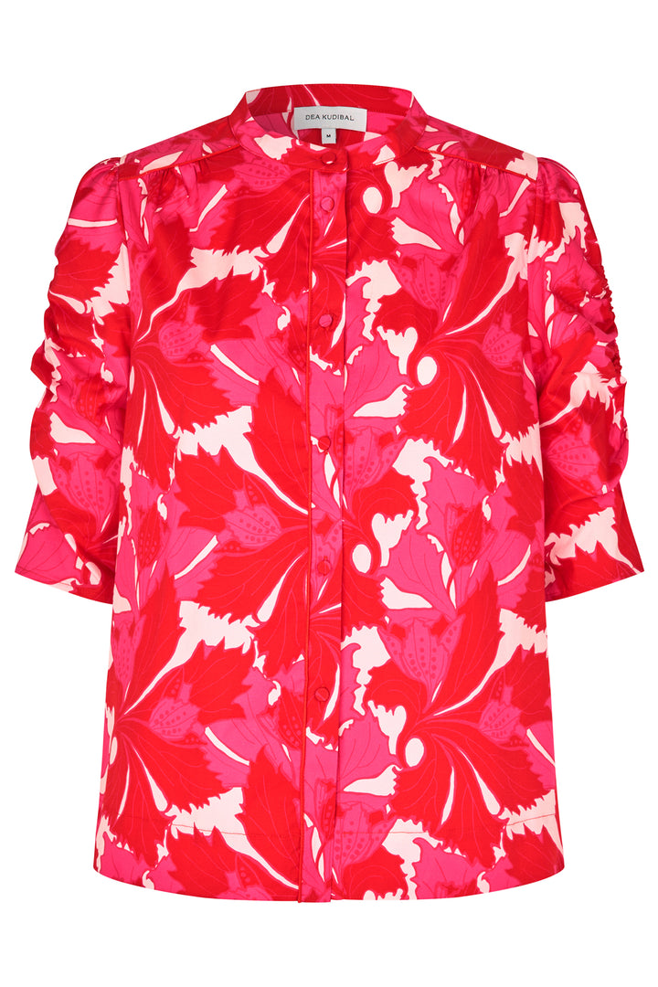 Dea Kudibal RafaelaDEA Hazel Berry Red Print Gathered Sleeve Blouse 0530126 5938