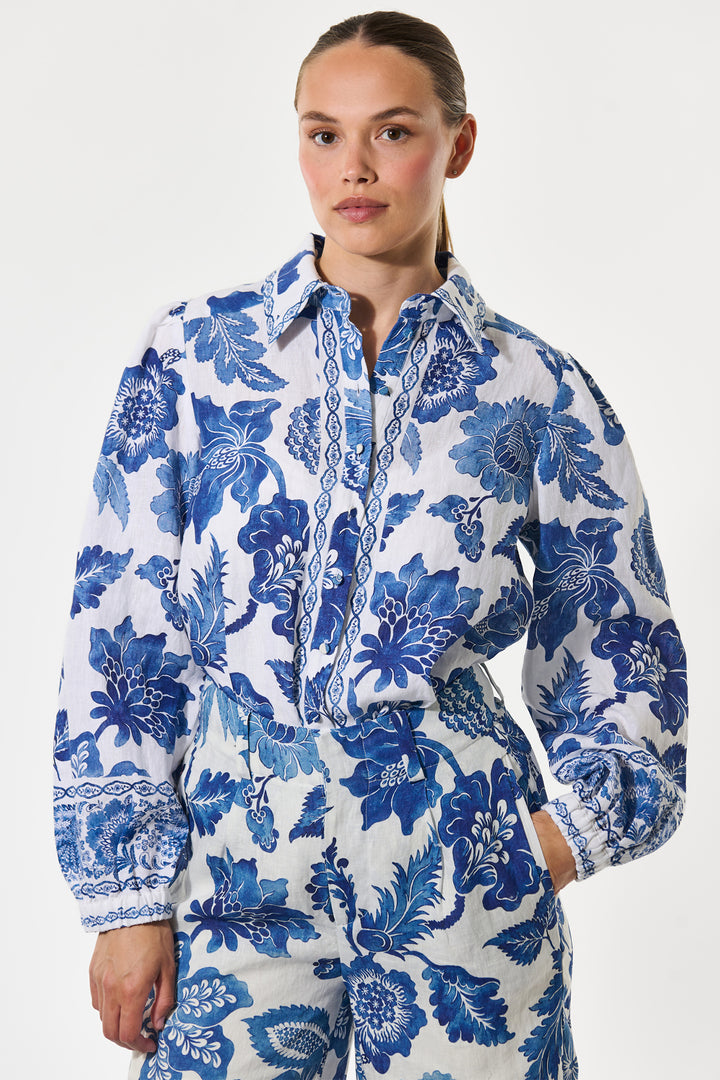 Dea Kudibal SiomaDEA Blossoming Blue Balloon Sleeve Shirt 1300126 5966