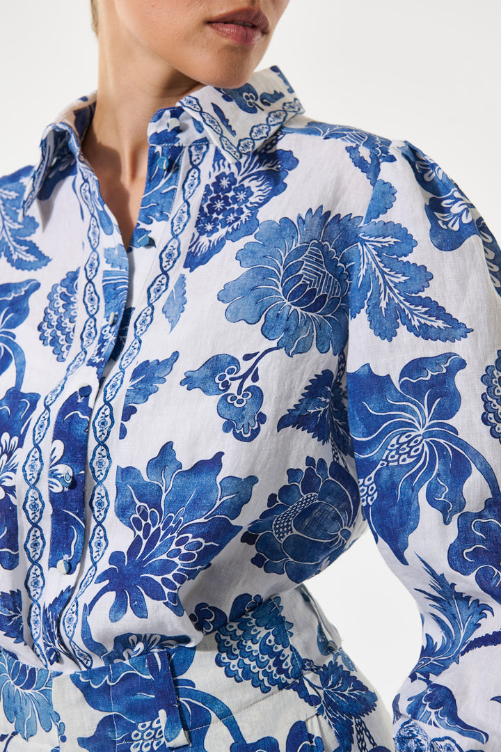 Dea Kudibal SiomaDEA Blossoming Blue Balloon Sleeve Shirt 1300126 5966