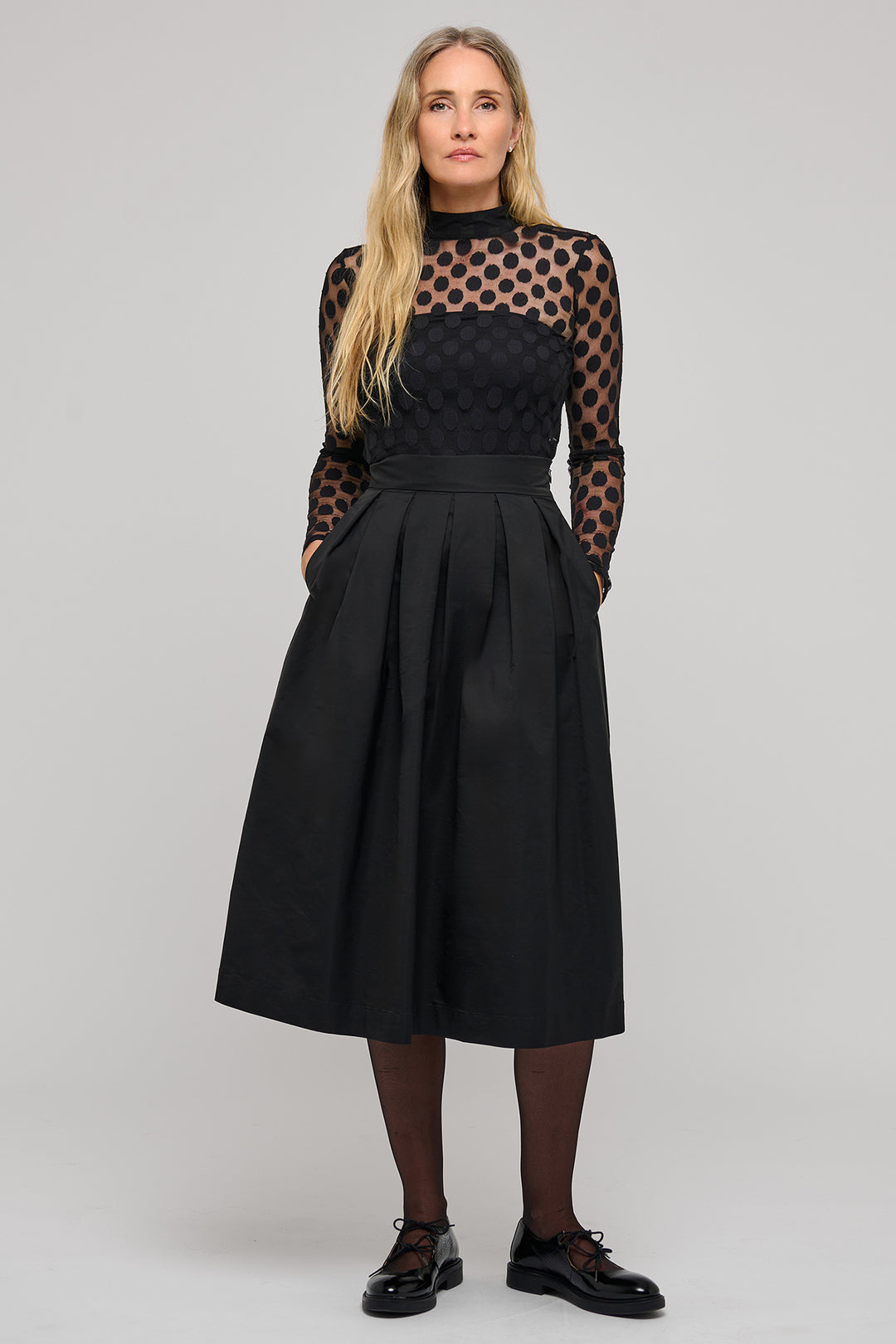 Dea Kudibal VivienneDEA Black Dot Sheer Top 0501026, full length front view