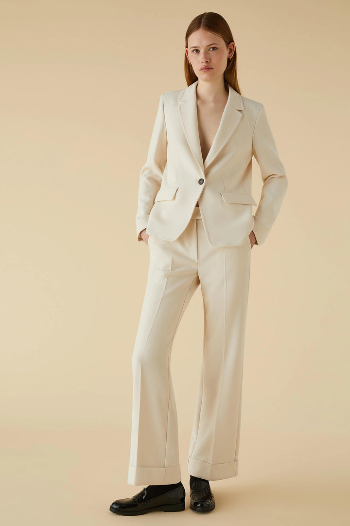 Emme Bologna 2351361238200 Cream Trousers - Olivia Grace Fashion
