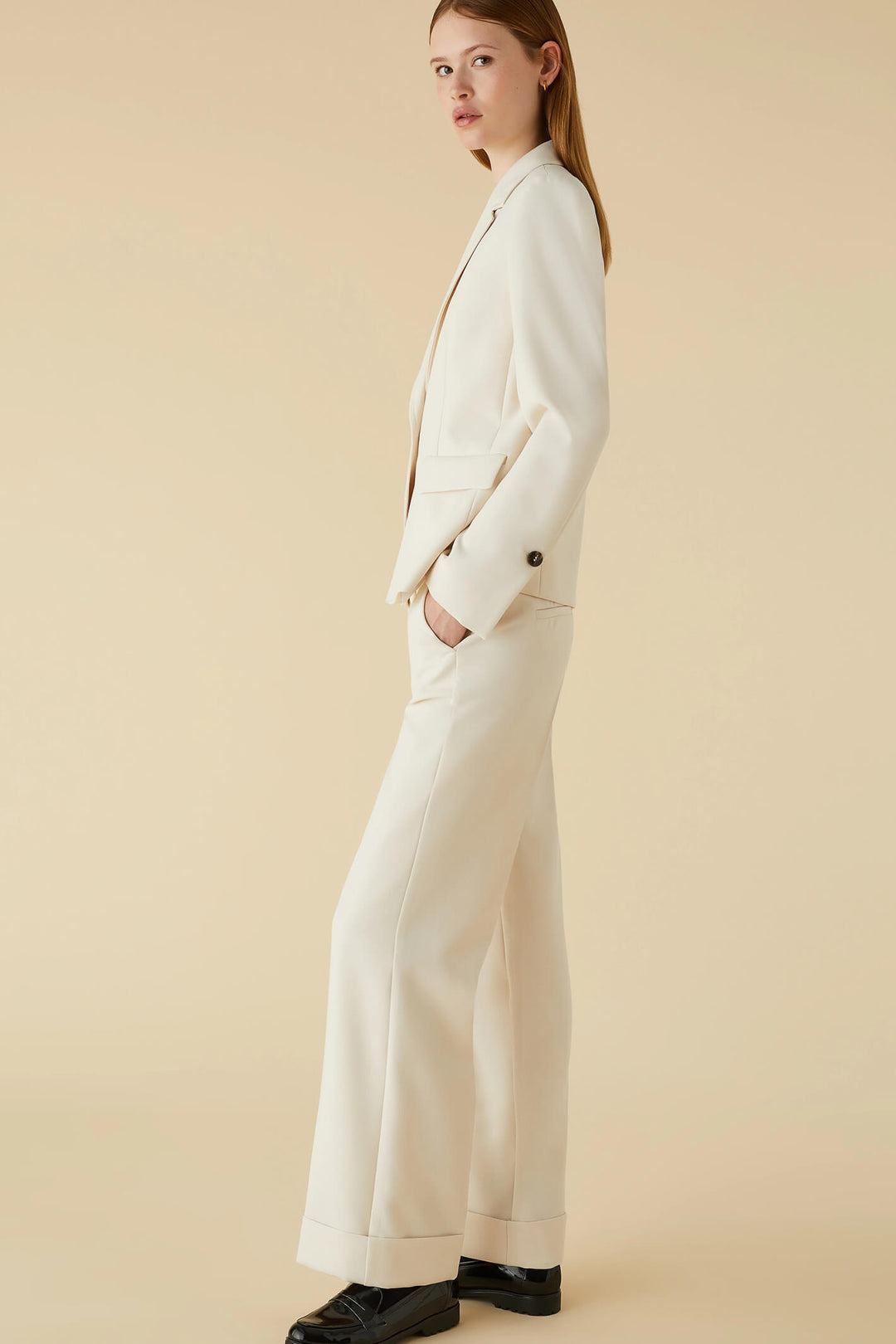 Emme Bologna 2351361238200 Cream Trousers - Olivia Grace Fashion