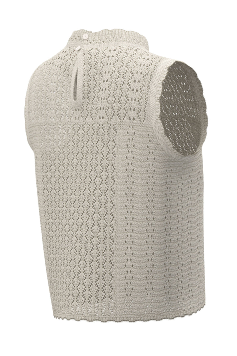 Emme Decano 2415361121200 Ecru Cream Crochet Style Sleeveless Jumper - Olivia Grace Fashion