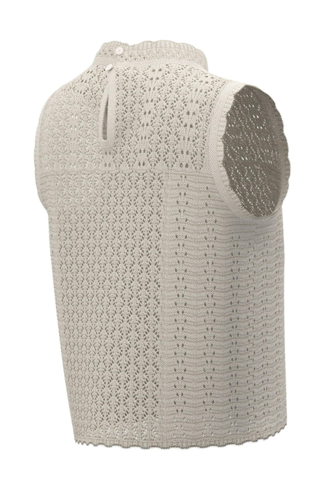 Emme Decano 2415361121200 Ecru Cream Crochet Style Sleeveless Jumper - Olivia Grace Fashion