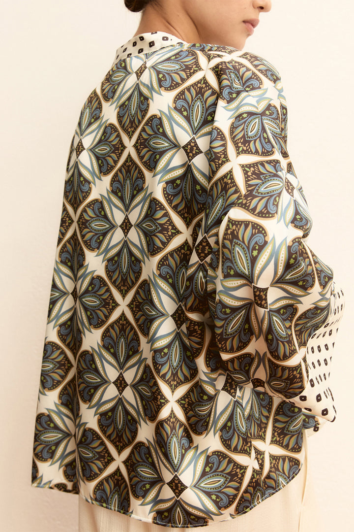 Emme EMMATOLLO Wool White Print Twill Kimono 2615191041200