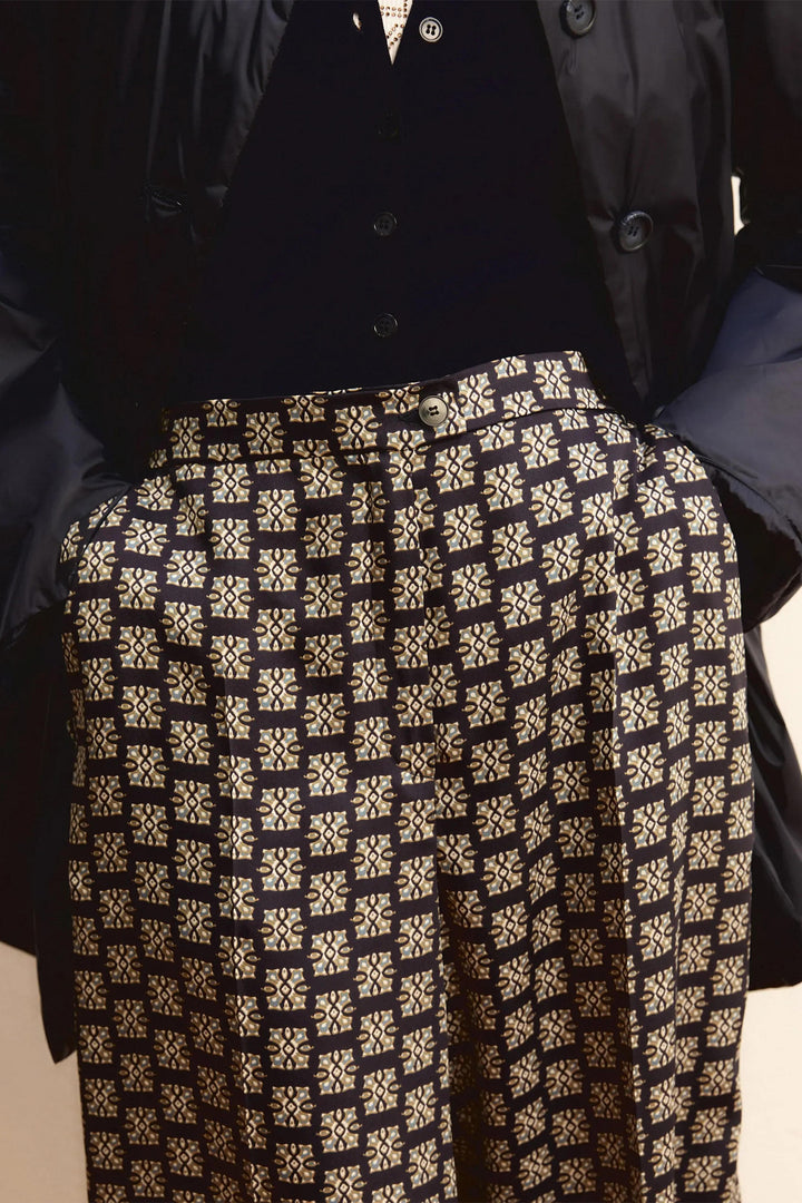 Emme EMMBAOBAB Midnight Blue Print Trousers 2615131241200