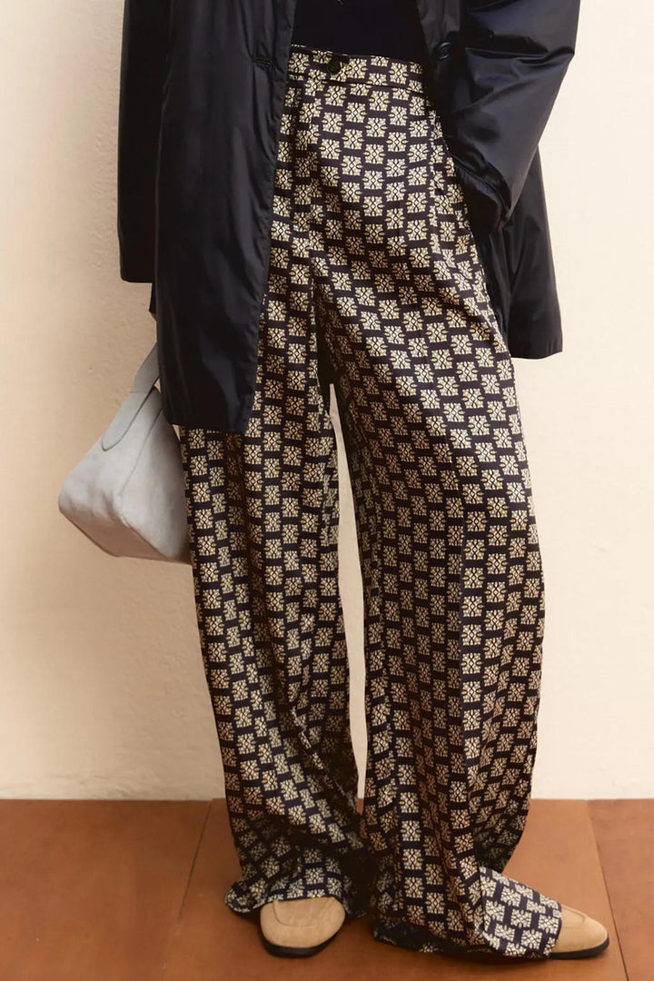 Emme EMMBAOBAB Midnight Blue Print Trousers 2615131241200