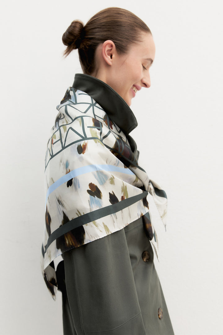 Emme EMMCAMPO Cream Silk Twill Scarf - Olivia Grace Fashion