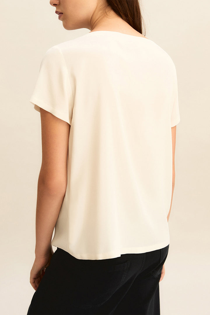 Emme EMMCARTONE Wool White Crepe De Chine Top 2615111021200