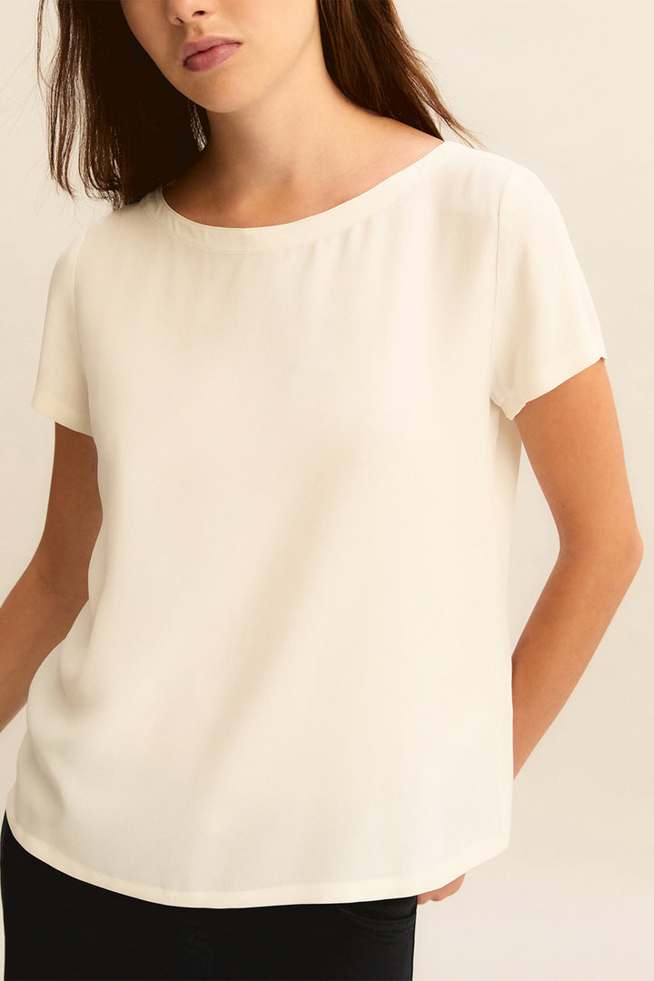 Emme EMMCARTONE Wool White Crepe De Chine Top 2615111021200