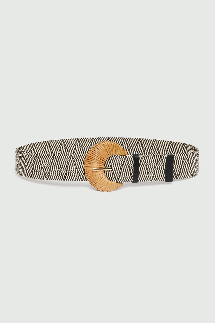 Emme EMMFATA White Black Stretch Raffia Belt 2615501012200