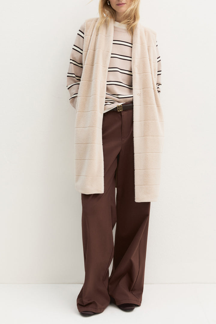 Emme Sand Beige Double-Faced Gilet, front model shot full length