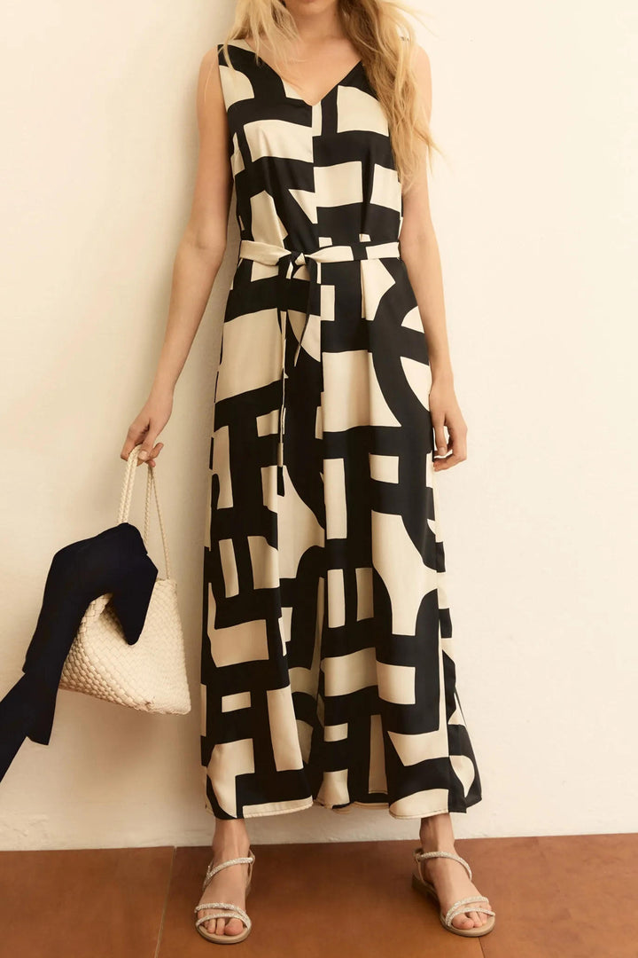 Emme EMMOMBRE Black Stone Print Jumpsuit 2615241022200