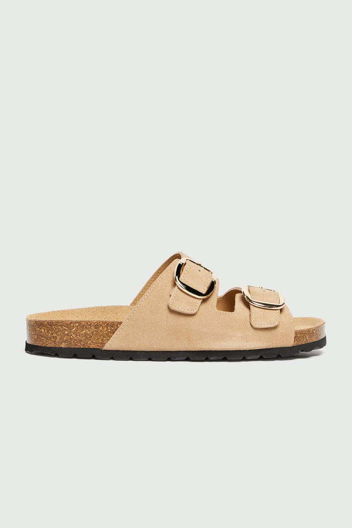 Emme EMMPANIA Beige Suede Cork-Soled Sandals