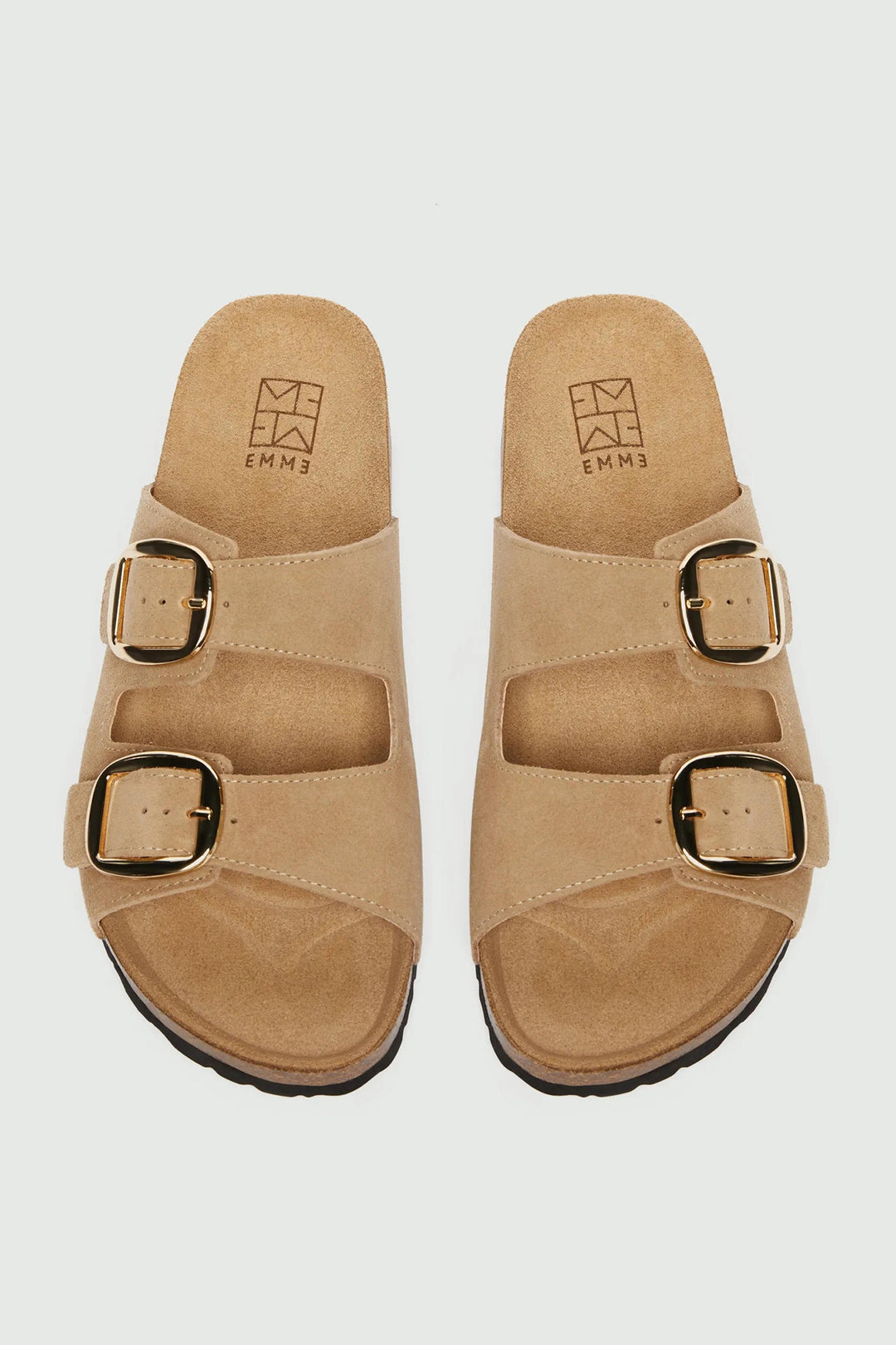 Emme EMMPANIA Beige Suede Cork-Soled Sandals