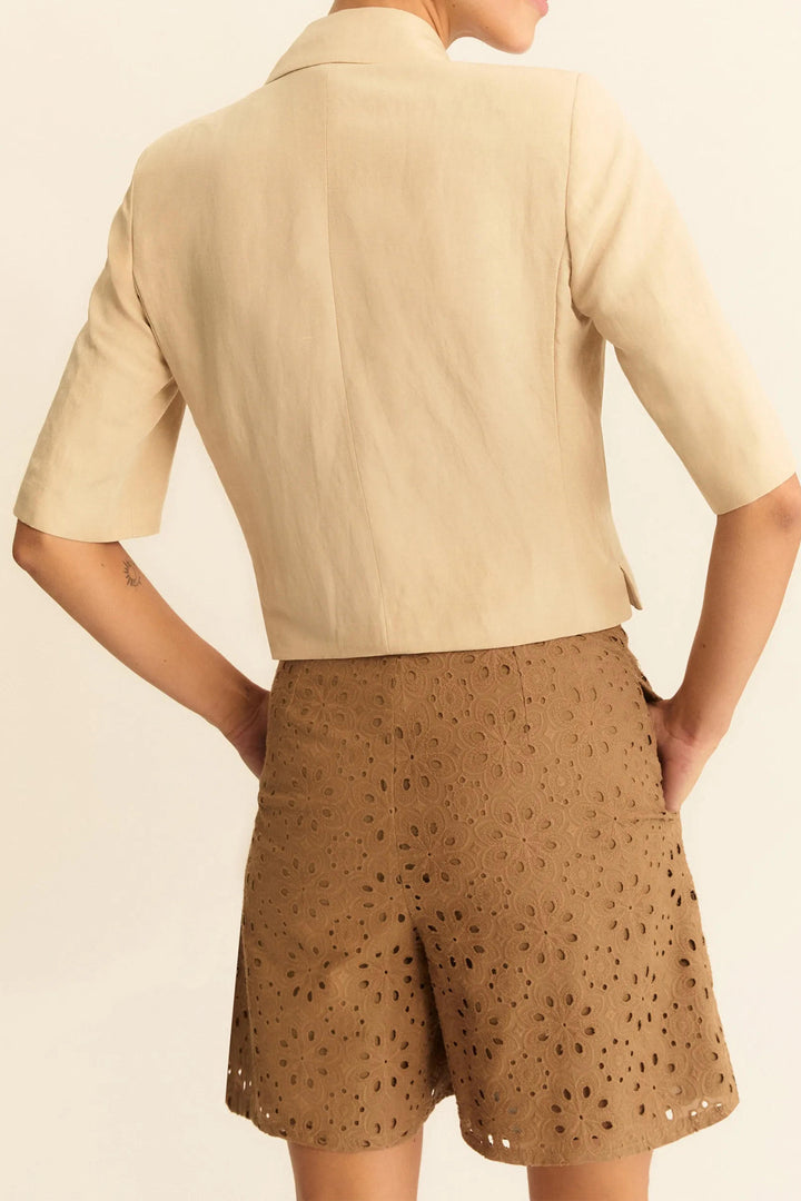 Emme EMMSTADIO Camel Brown Sangallo Embroidery Shorts 2615141012200