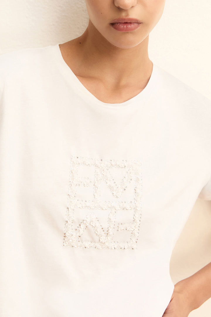 Emme EMMTEMA White Crystal Logo T-Shirt 2615971031200