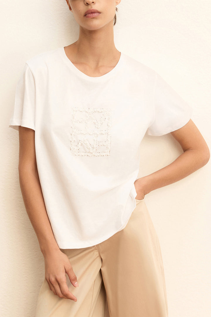 Emme EMMTEMA White Crystal Logo T-Shirt 2615971031200
