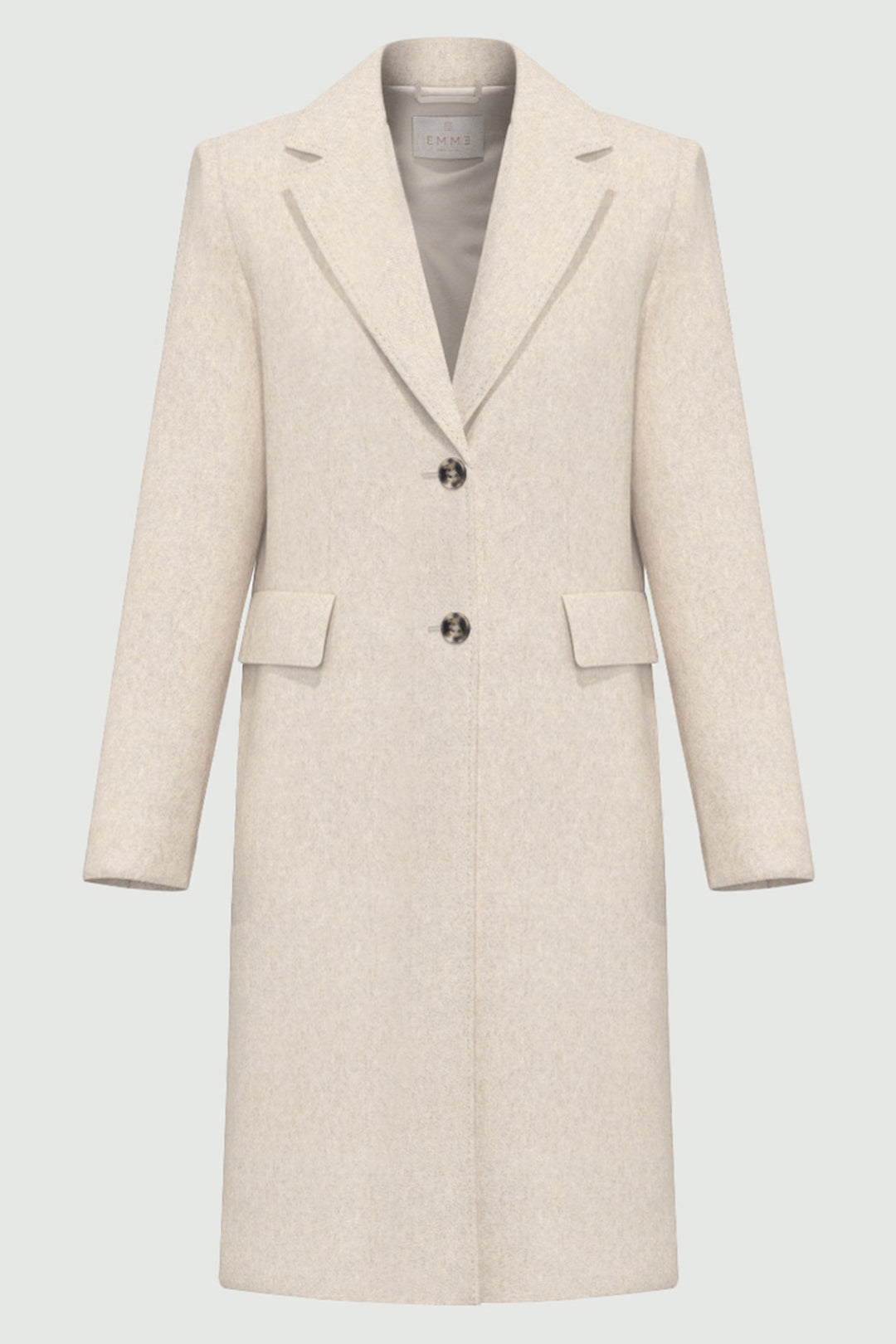 Emme Ivory White Plain Brushed Jacquard Jersey Coat, packshot