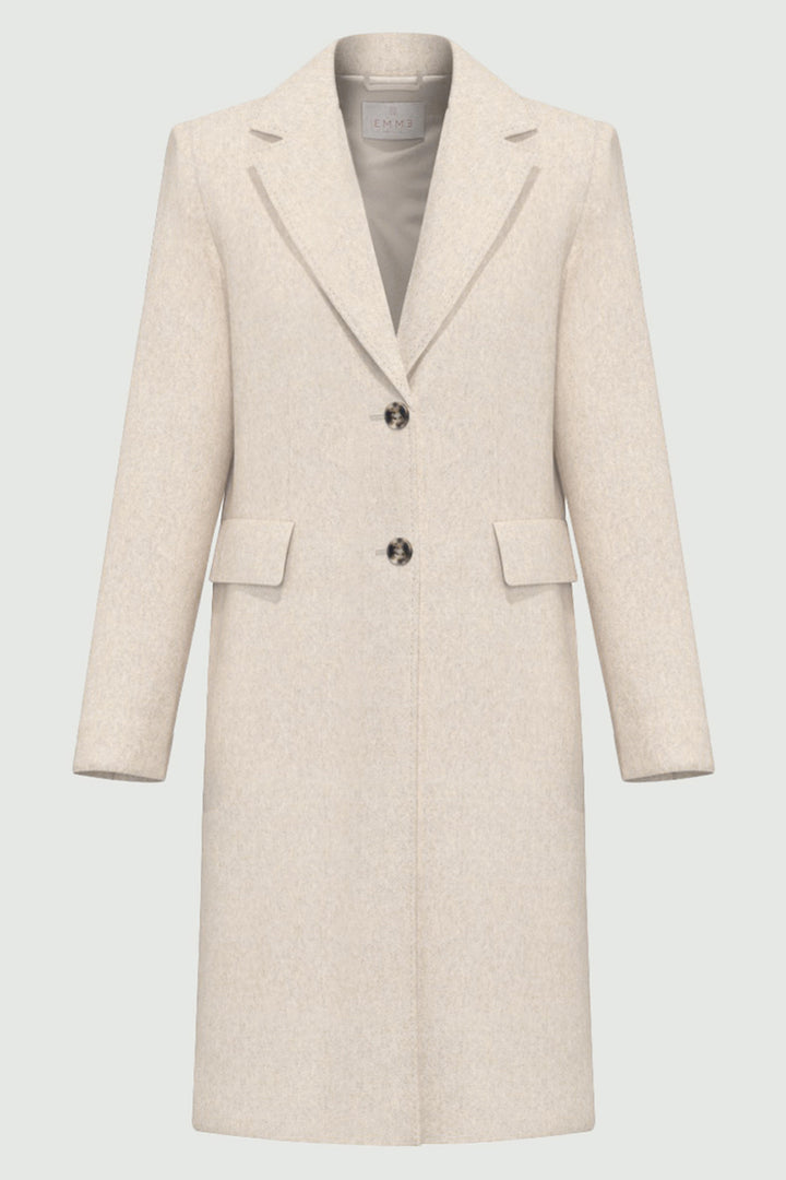 Emme Ivory White Plain Brushed Jacquard Jersey Coat, packshot