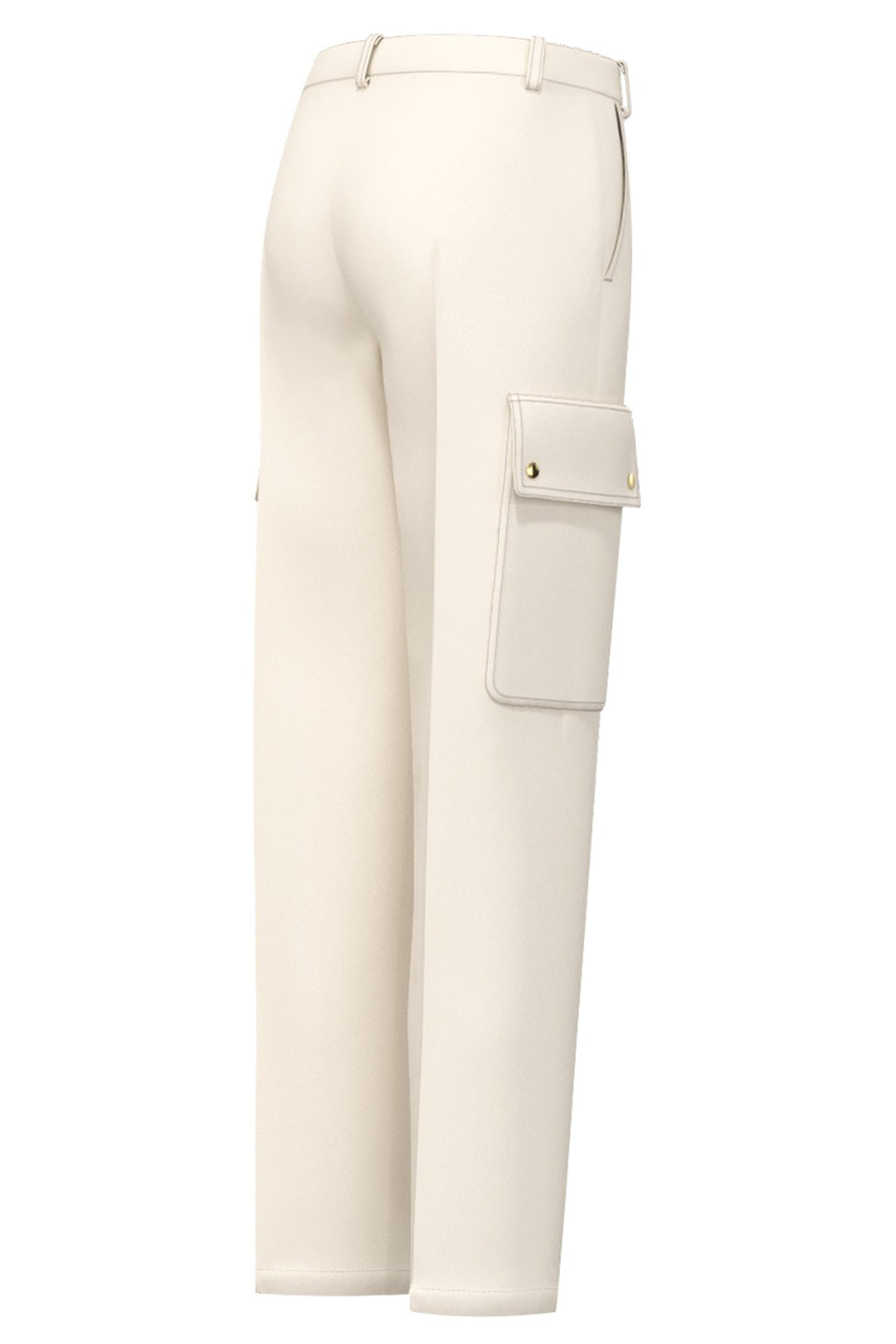 Emme EMMULIVO Wool White Cargo Stretch Satin Trousers 2615131161200