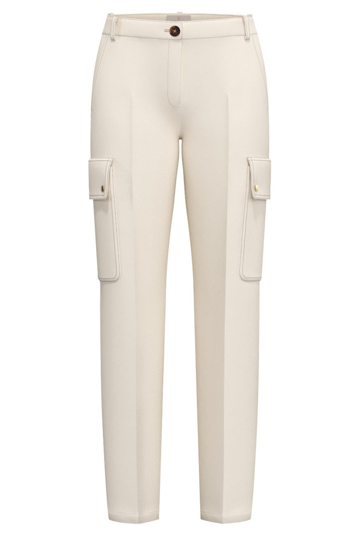Emme EMMULIVO Wool White Cargo Stretch Satin Trousers 2615131161200