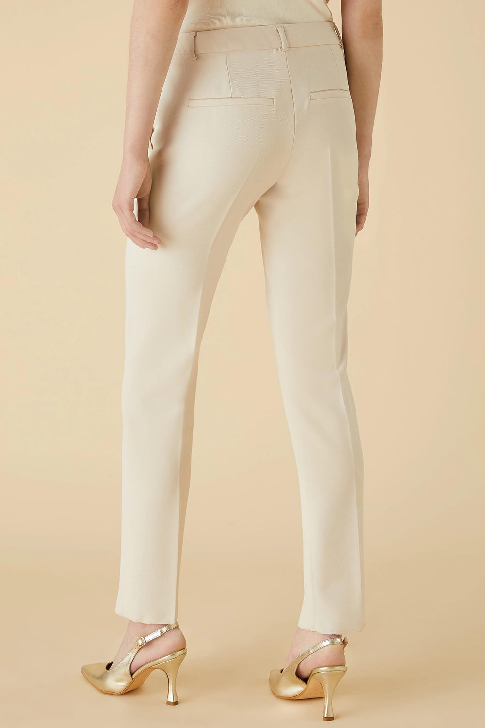Emme Giuda 2351361439200 Ivory Slim Fit Trousers - Olivia Grace Fashion