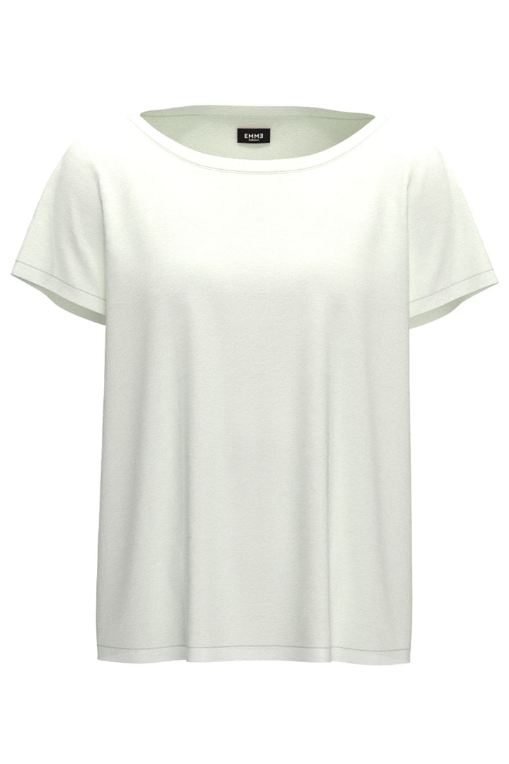 Emme Macigno 2415111011200 White Silk Mix Short Sleeved Top - Olivia Grace Fashion