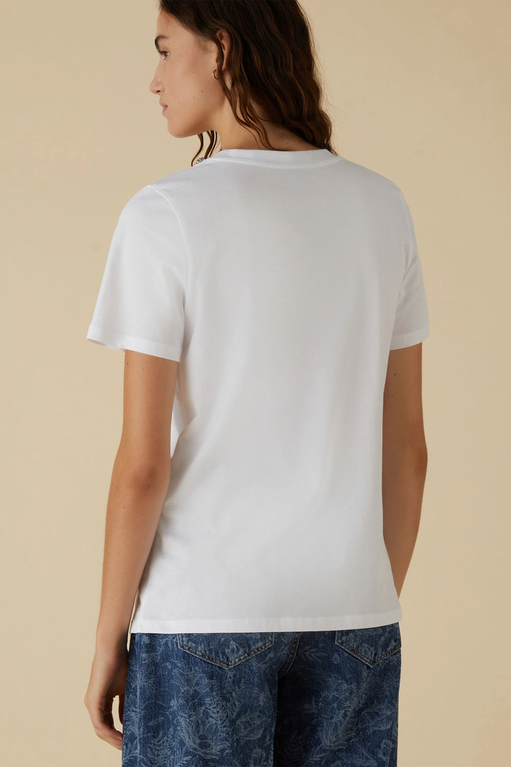 Emme Ordine 2415971052200 White Rhinestone T-Shirt - Olivia Grace Fashion