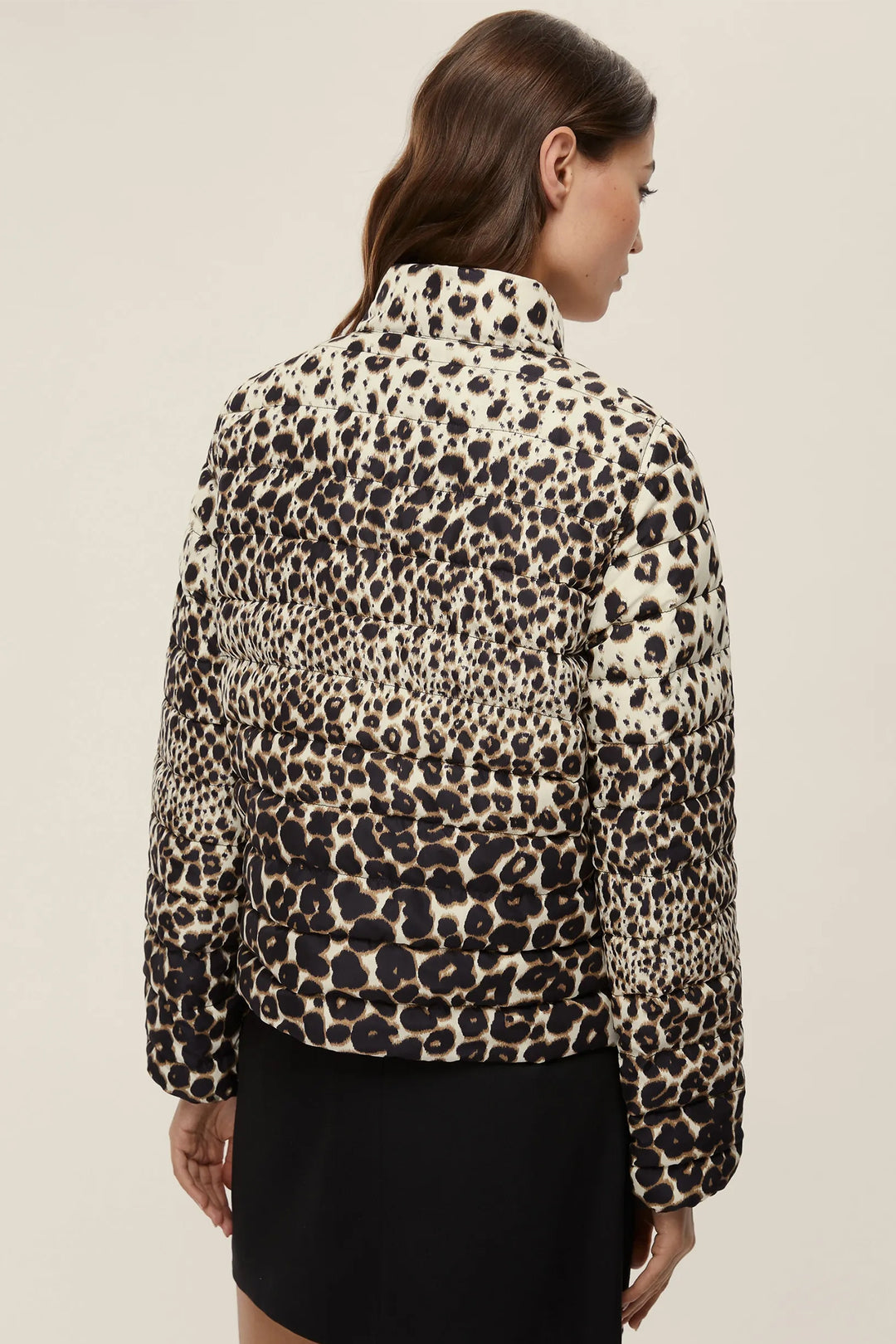 Emme Rampa Brown Animal Print Quilted Jacket 2525486081200